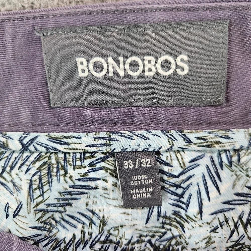 Bonobos Mens Slim Fit Washed Chino Pants Purple Gray 33x32 Casual Trousers